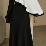 Kontrast Cape Maxi Kleid
