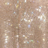Nude Diamante Halter Midi Dress