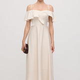 Ruffled Satin Midi Dress