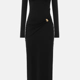 Must Seksikas Ümberlõigatud Maxi Kleid Jersey