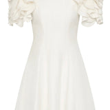 Valge mini kleit kardetud lillevarrukatega