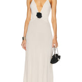 V-kaelusega Halter Midi Kleid