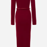 Punane Kootud Midi Kleid