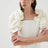 Valge mini kleit kardetud lillevarrukatega