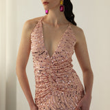 Diamante Riided Midi Kleit Roosa
