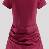 Punane puuvillane mini kleit kaelusega