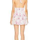 Cotton Ruffled Halter Mini Dress