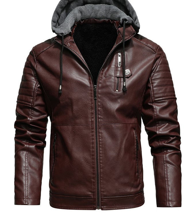 Matej – Nahkjakker kapuutsiga ja voodriga