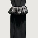 Ruffle Hem Slit Midi Kleit