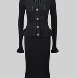 Elegantne Laienev Kootud Midi Kleid