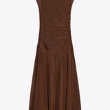 Kogutud Tülli Midi Kleid Brownis