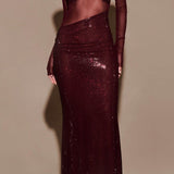 Diamante Off-Shoulder Maxi Dress