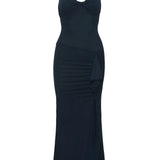 Ruffle Maxi Kleid Navy