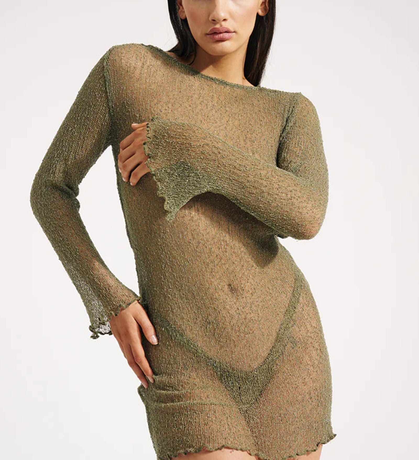 Seljast Avatud Mini Kleit Kootud