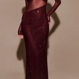 Diamante Off-Shoulder Maxi Dress