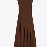 Kogutud Tülli Midi Kleid Brownis