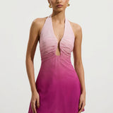 Ombre Roosa Šifoonist Halter Mini Kleit