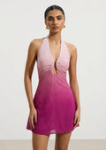 Ombre Roosa Šifoonist Halter Mini Kleit