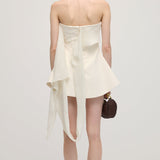 Mini Valge Õlavarre Riba Kleit