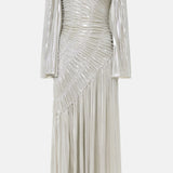 Metallic Ruffled Maxi Dress