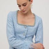 Glittering Boucle Mini Dress with Sleeves