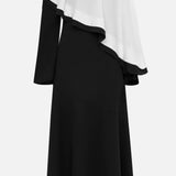 Kontrast Cape Maxi Kleid