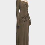 Üksik Jersey Kootud Drapeeritud Maxi Kleid
