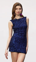 Kino Tumesinine Sequin Mini Dress