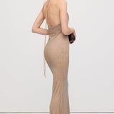 Detailne Halterneck Maxi Kleit