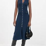 Trendikas A-line Kootud Midi Kleid