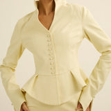 Klassikaline Peplum Jakk ja Lõhiku Midi Seelik Komplekt