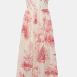Prinditud Popliin Midi Korsett Kleid