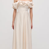 Õlavarre Rüüs Satin Midi Kleid