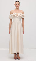 Õlavarre Rüüs Satin Midi Kleid