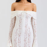 Retro Lilleline Mini Kleit Õlavarrele