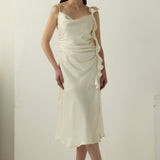 Satiinist Rikkalik Midi Libisev Kleid