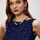 Kino Tumesinine Sequin Mini Dress