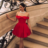 Punane Õlgadeta Mini Kleit Sõlmega