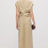 Rippuv Vöökoht Midi Kleid-Green
