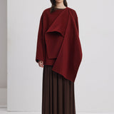 Klassikaline Kappa Stiilis Mantel - Veinipunane