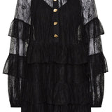 Must Kihiline Pitsiline Mini Kleit Volangidega