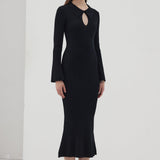 Solid Knit Hollow Maxi Dress