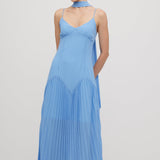Midi Kleid Sügava Ees ja Rüüsäärtega