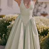 Pistatsia Puuvillane Halter Midi Kleid
