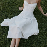 Veniv Puuvillane Midi Kleit Valges