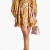 Ruudulise Mustriga Lilleline Linane Mini Kleit