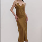 Atsetaat Sling Midi Kleid