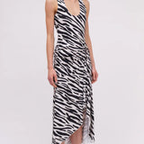 Zebra Prindiga Varrukateta Midi Kleit