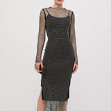 Kootud Ühevärviline Maxi Kleid