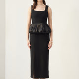 Ruffle Hem Slit Midi Kleit